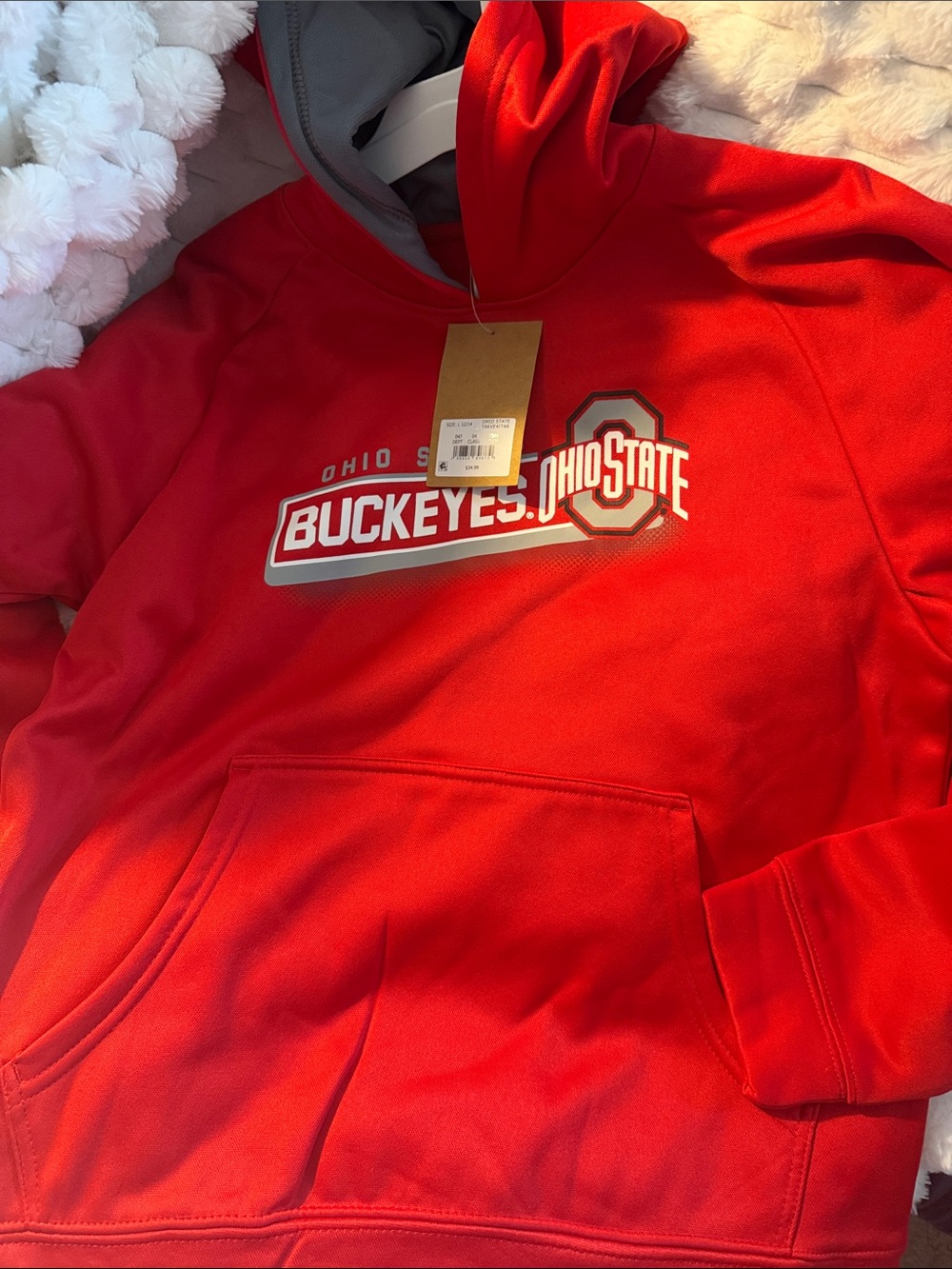 Rivalry Threads Red Hoodie with Gray Lining